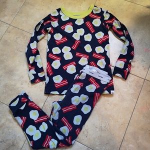 🆓FREE🎁 WHEN PURCHASE ANY ITEM kids Pajamas Set bacon & Eggs Breakfast Graphic